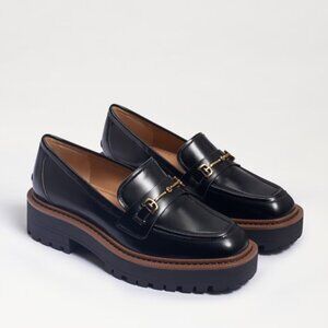 Sam Edelman Laurs Lug-Sole Tailored Loafers Black Leather Women’s Size 8.5
